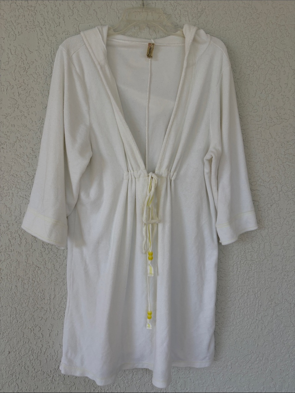 Old Navy White Hooded terry Cover-Up with Drawstring size XL